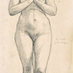 Ingres - Femme nue debout, vue de face, les mains jointes devant la poitrine